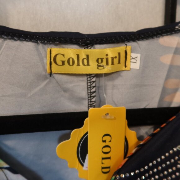 Colorful Short Blue Kaftan Mini Dress With Rhinstones 1X NWT - Picture 6 of 16